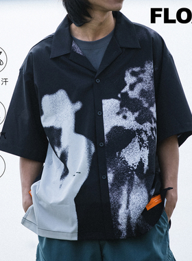 FLOAT 美式复古冰感潮流印花短袖25夏季新款宽松时尚男女翻领衬衫