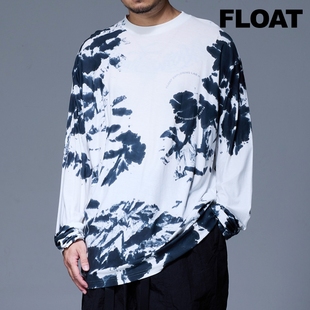 FLOAT25复古潮流设计风春季植物印染扎染男宽松长袖T恤打底衫上衣