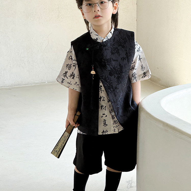 男童衬衫西装三件套中山装礼服