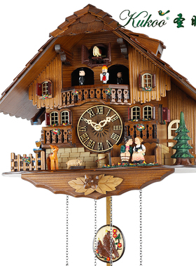 kukoo 9008情侣款咕咕钟石英布谷鸟钟木挂钟光控音乐挂钟