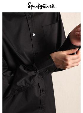 SPR｜意大利高支全棉府绸女士简约风黑色衬衣 简约法式 秋冬通勤
