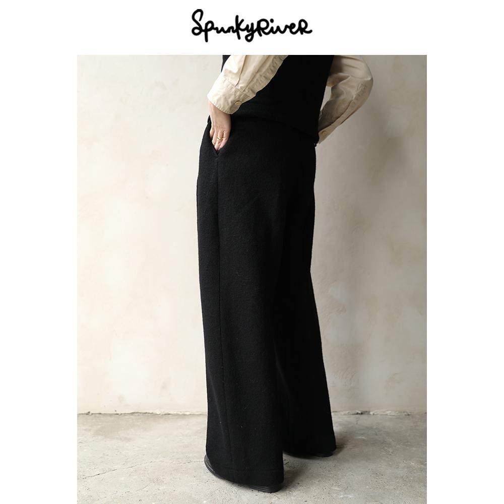 意大利珍珠呢圈圈羊毛女士休闲裤