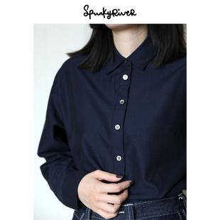 SPR|女士复古套头衬衫意大利产羊毛棉面料长绒棉衬衫
