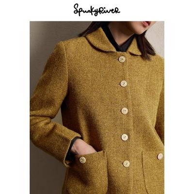 哈里斯粗花呢羊毛青果领短外套