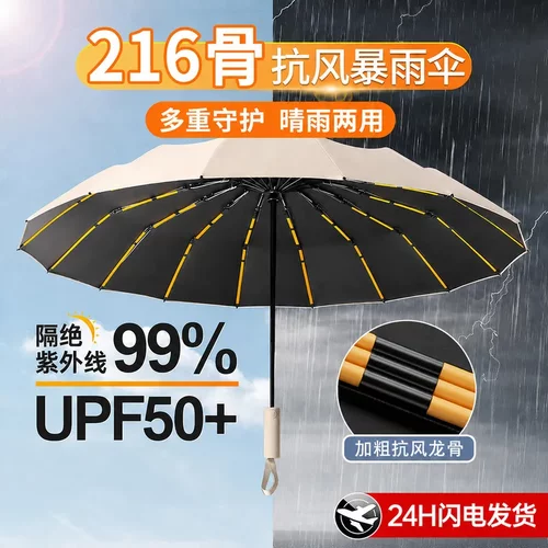 216骨全自动雨伞晴雨两用女广告太阳伞防晒防紫外线遮阳伞男