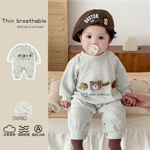 10年老店a类棉小熊连体衣新生儿ins儿童爬服秋季宝宝长袖连体衣