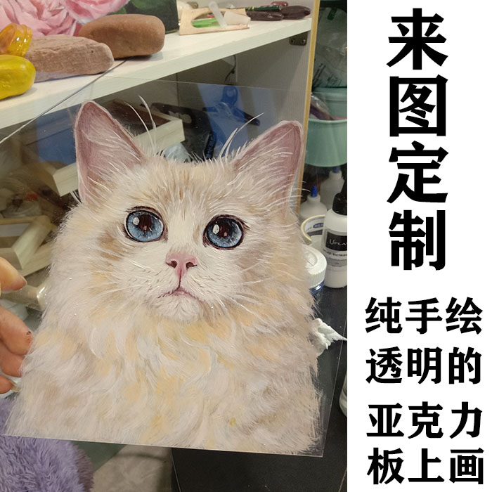 宠物头像来图定制纯手绘生日礼物定制宠物肖像猫咪狗狗画类定制