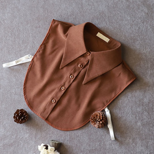 美拉德风假领子女百搭假领秋冬咖色加厚绒布配毛衣卫衣领子假衣领