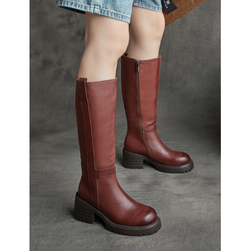 圆头中筒靴套筒靴马丁靴