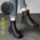 加绒高帮短靴女冬季 复古真皮手工民族风平底靴侧拉链妈妈棉靴 新款