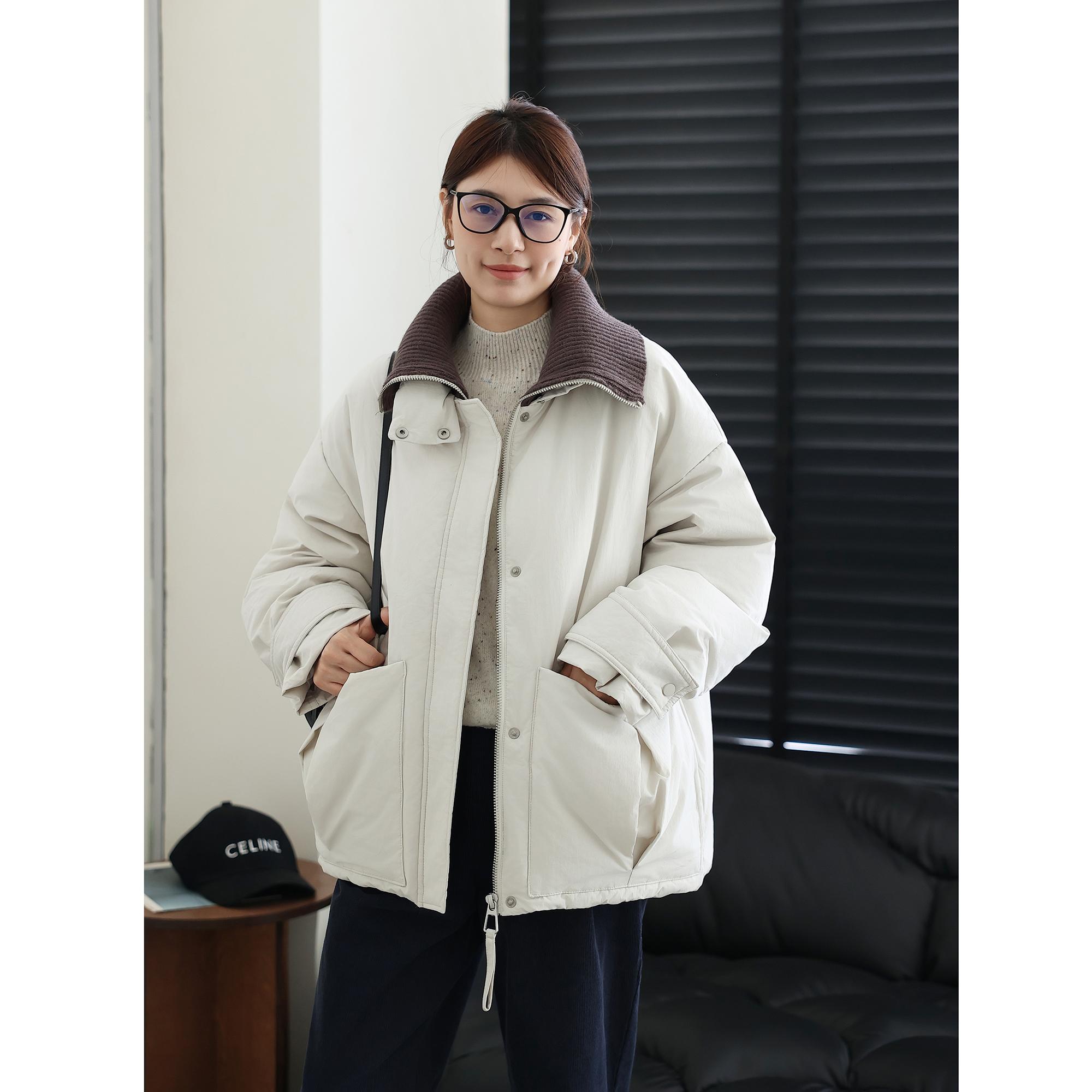 90白鸭绒翻领口袋羽绒服保暖休闲