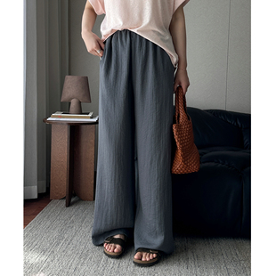 高腰垂感宽松百搭显瘦阔腿裤 高品质定制薄款 新款 夏季 亚麻甩甩裤