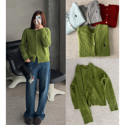韩版休闲刺绣时尚单排扣百搭毛衣