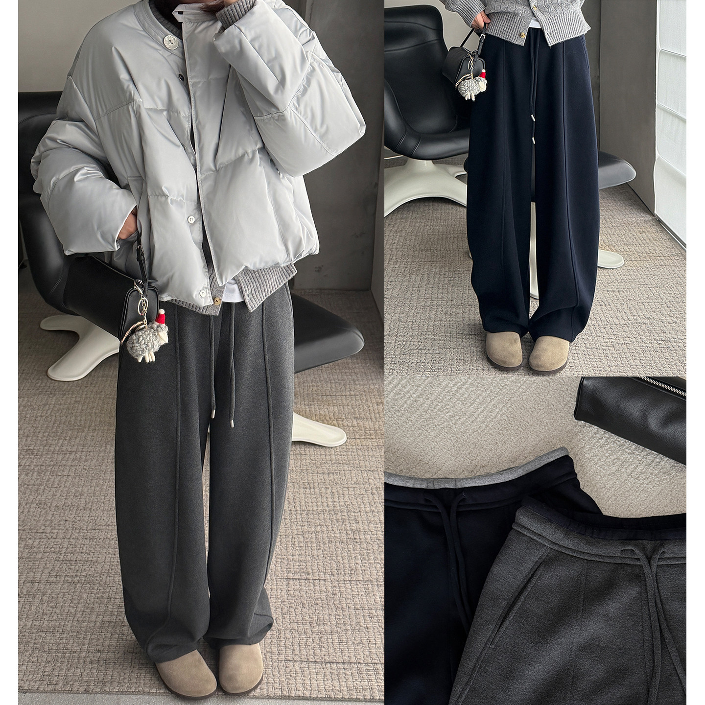 韩版休闲纯色立体裁剪百搭弯刀裤