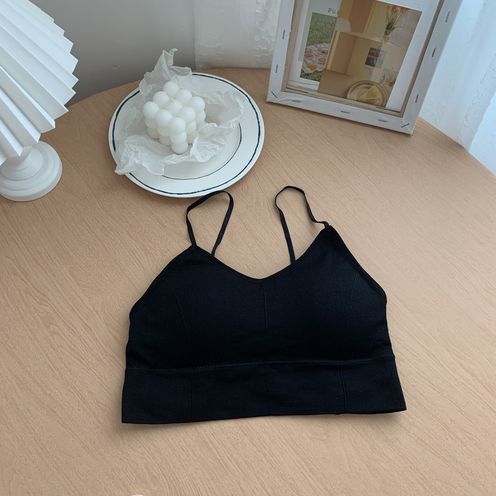 Real shot real price beautiful back comfortable sling bra women's Korean version pure color breast wrapping without steel ring gathered underwear