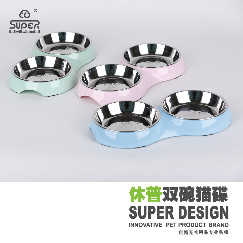 休普可爱双碗猫食盆优选