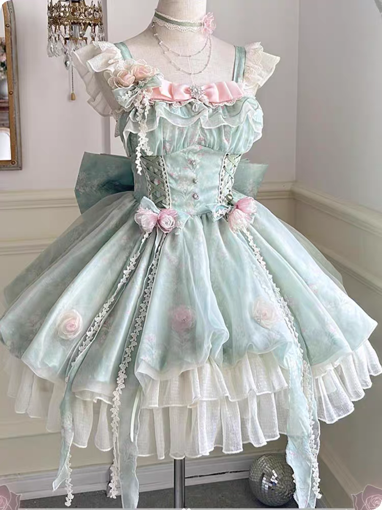 现货小花仙Lolita小清新礼服甜美花苞裙洛丽塔公主裙可爱洋装