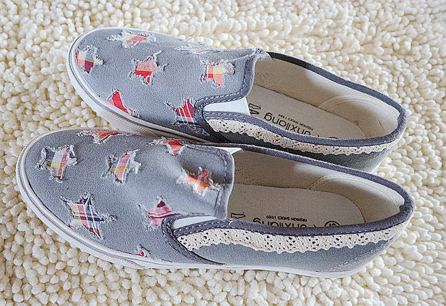 低帮帆布鞋女 做旧平底布鞋一脚蹬懒人鞋 球鞋休闲单