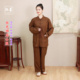 海青居士服女男款 子 咖酒红色上衣和裤 丝光棉禅修服套装 春夏秋四季