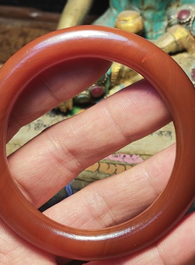 乡村小口径老红玛瑙磨砂玛瑙手镯圆条民族风本命年镯子女小款手环