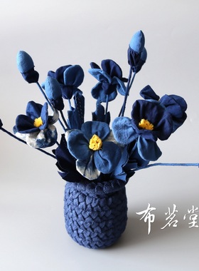 手工扎染布艺木棉插花布茗堂