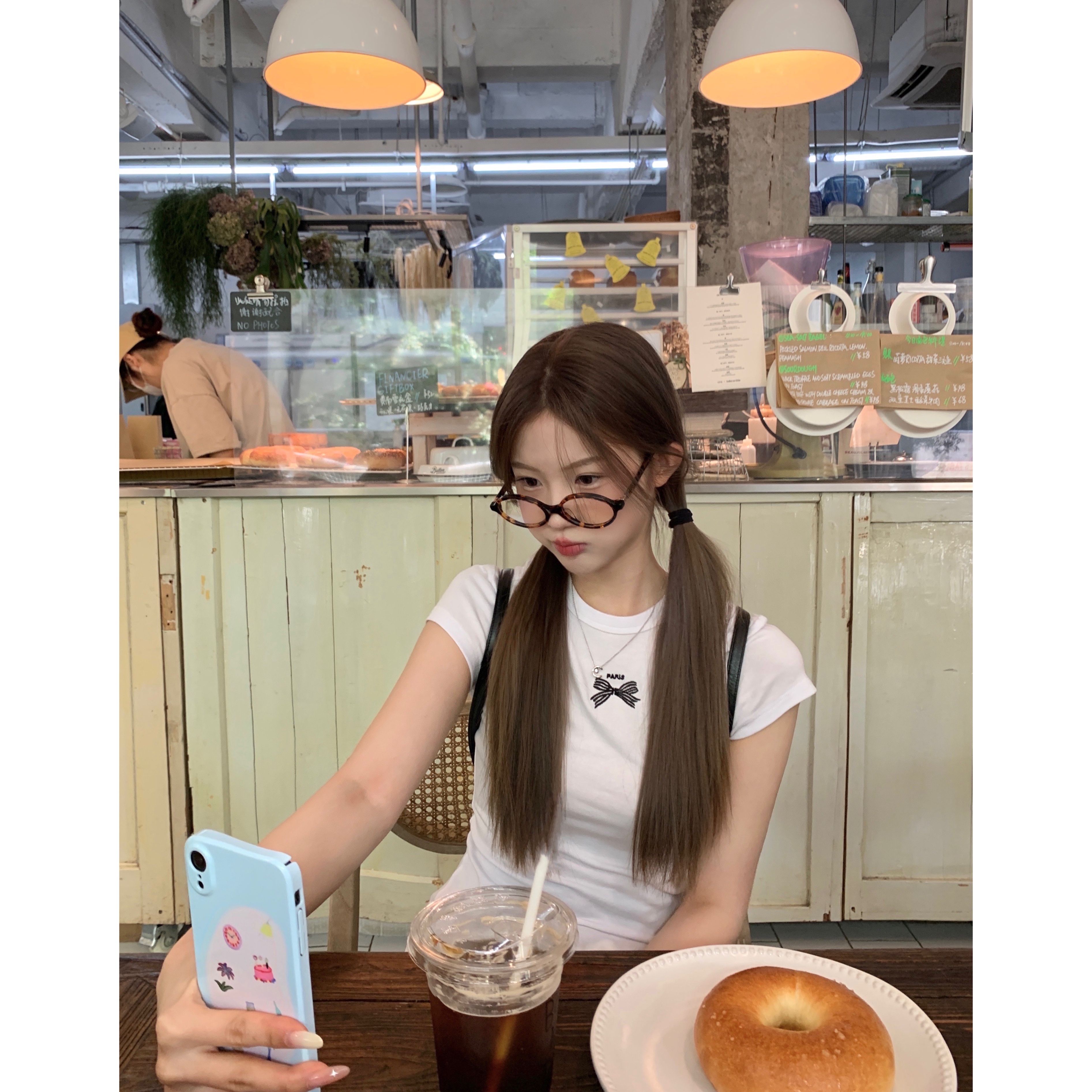 清仓特价现役女团 白色蝴蝶结短袖T恤女2024新款设计感上衣体恤衫