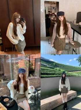 BBen卡其短裙女春秋2025秋季新款小个子显瘦显高搭配上衣的半身裙