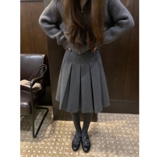 垂感显瘦好搭配 半身裙女秋冬2025秋冬新款 羊毛百褶裙 法式 BBen