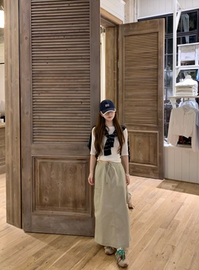BBen  卡其色工装裙女春秋2025秋季新款搭配上衣的半身裙长裙子