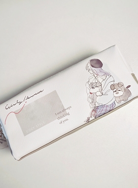 日系99CREAT岁月静女孩双层笔袋ins风小众抗压文具盒创意收纳包