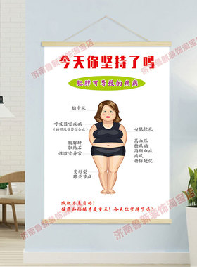肥胖的坏处  美容按摩养生减肥店海报挂轴装饰画 挂画 GB236