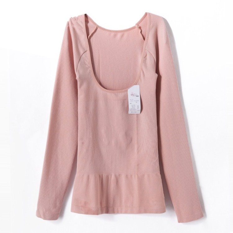 fimage有致大U领托胸收腹长袖塑身上衣女 保暖打底内衣103516