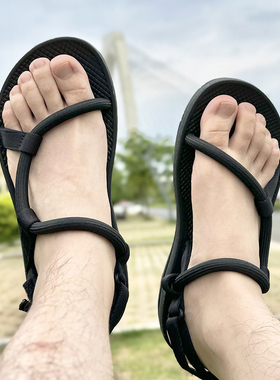 越南进口休闲户外夏季新款男士凉鞋橡胶情侣透气女沙滩鞋开车凉拖