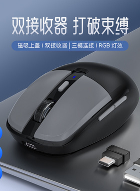 双接收器type-c/USB2.4G蓝牙5.1三模无线鼠标RGB充电静音鼠标