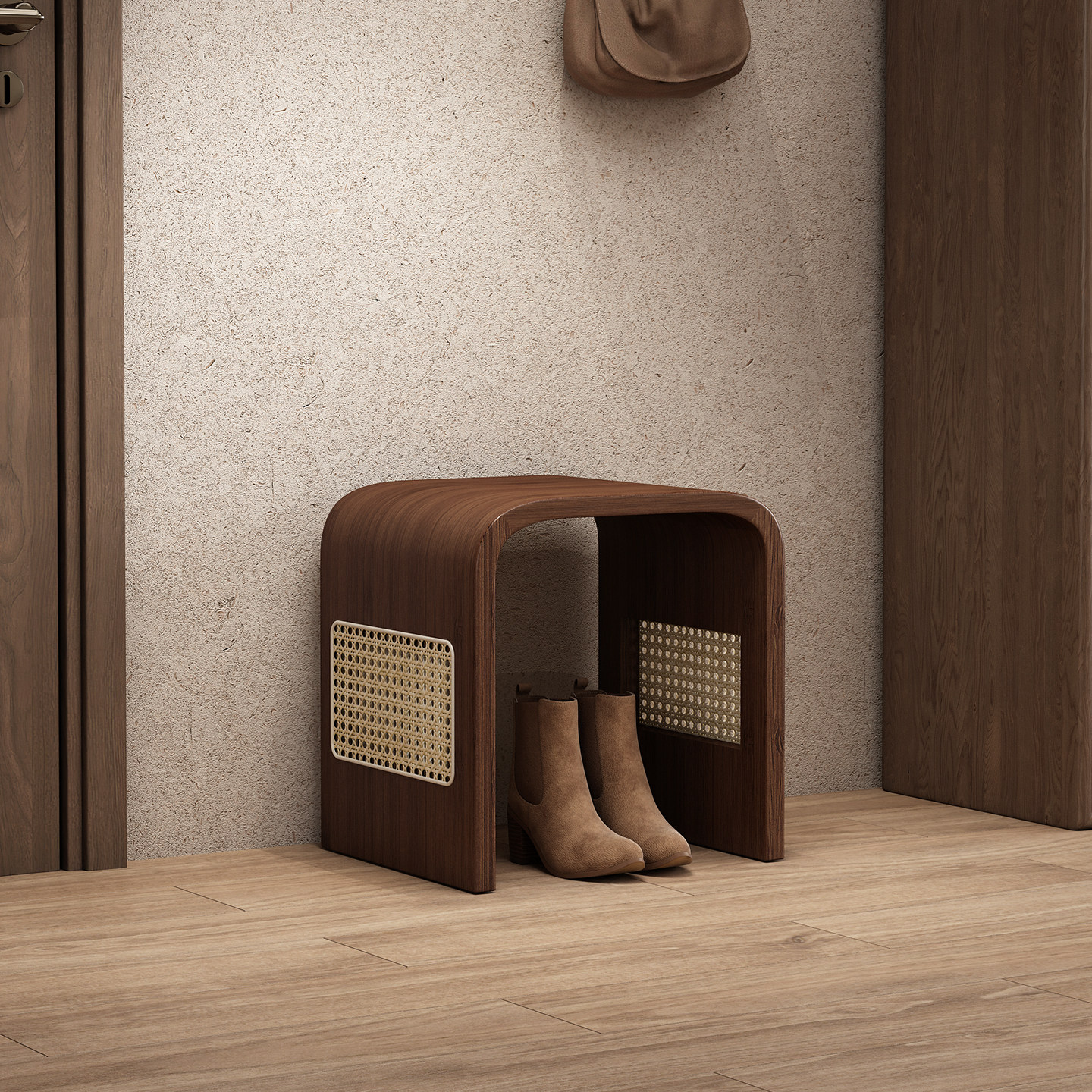 小凳子家用矮凳中古风藤编换鞋凳儿童坐凳卧室床尾凳卫生间洗澡凳