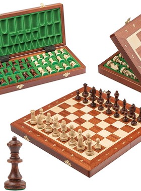 1chess国际象棋波兰进口中型实木折叠棋盘六一儿童节初学入门欧式