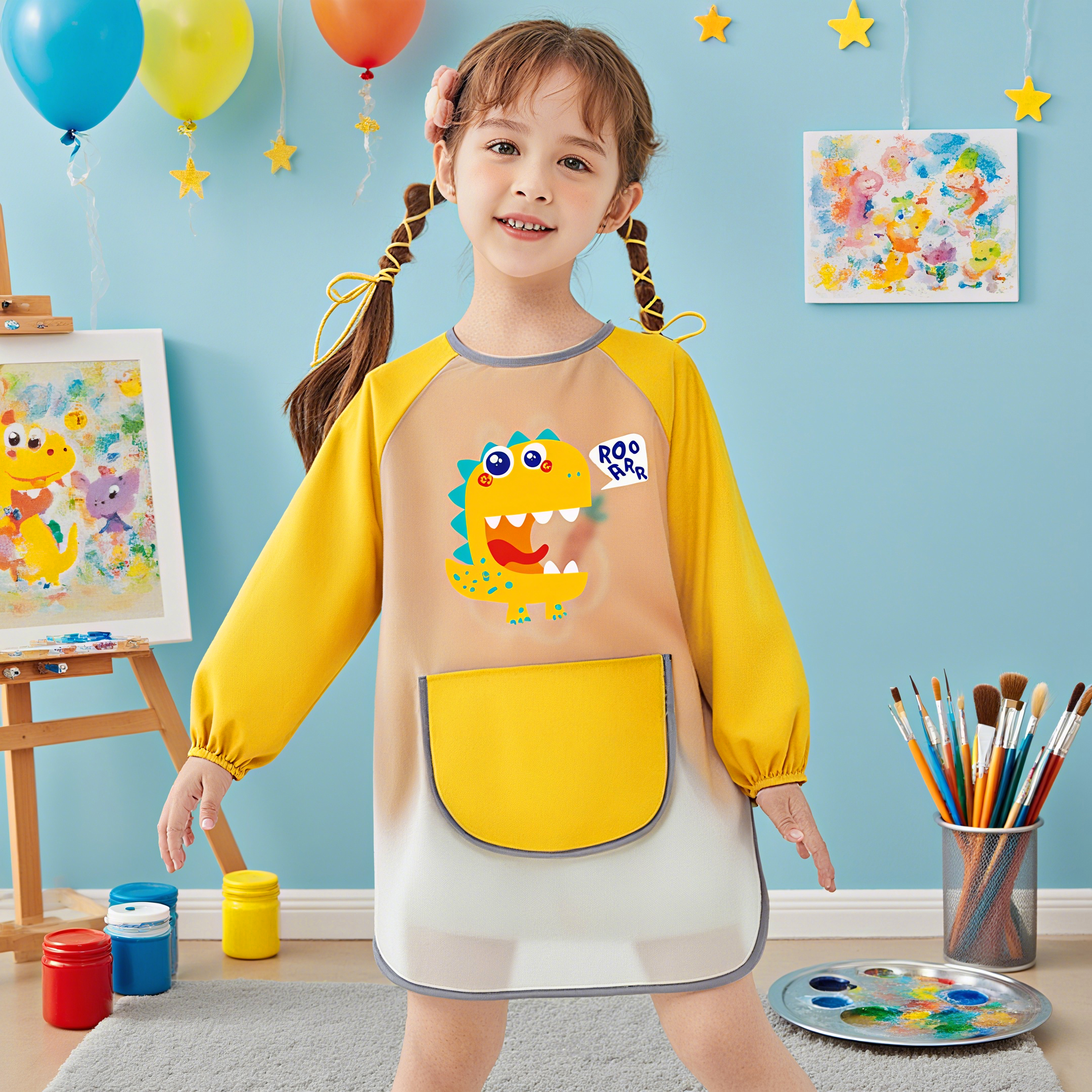 免费定制儿童画画罩衣幼儿园围裙