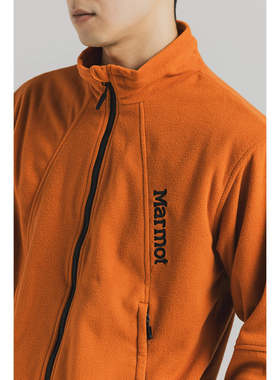 日本代购marmot土拨鼠25秋冬立领拉链抓绒夹克外套黑MTFW25MFL033