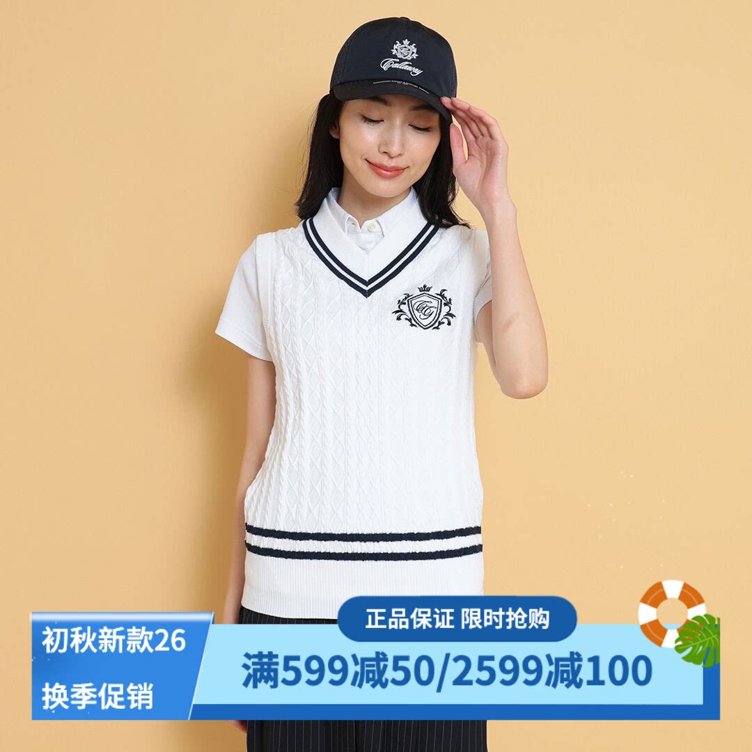 卡拉威高尔夫V领针织马甲背心女