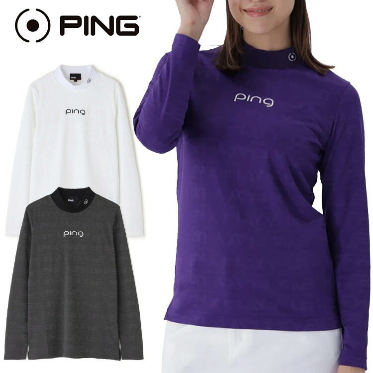 Ping高尔夫半高领长袖T恤女黑白