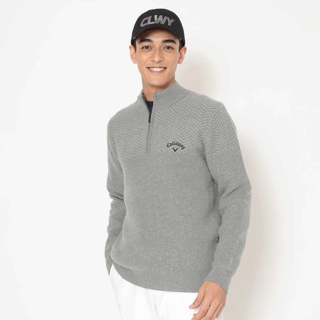 日本Callaway卡拉威高尔夫男装25秋立领羊毛针织衫毛衣C25218105