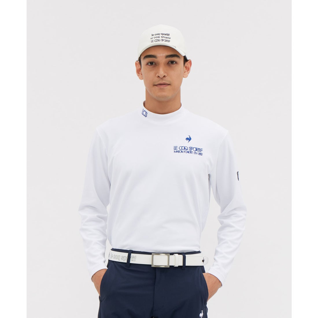 乐卡克高尔夫半高领长袖T恤弹性