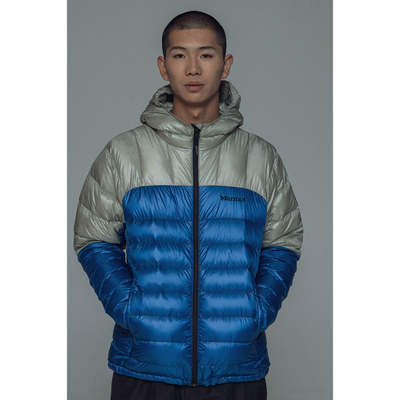 marmot连帽防水防风短款羽绒服男