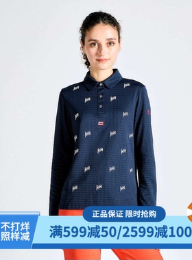 日本MUNSINGWEAR万星威高尔夫女装25春长袖POLO衫T恤女MG4FLS21L