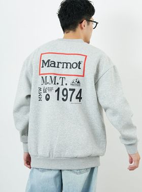 日本代购marmot土拨鼠25秋冬圆领长袖加绒套头卫衣MTFW25USW363IN