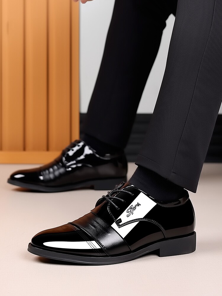 REAL SOFT LEATHER MENS SHOES CASUAL BUSINESS FORMAL LEATHER SHOES FLAT SOLES BRIGHT LIGHT INVISIBLE ONE BODY HEIGHT LARGE SIZE PLUS