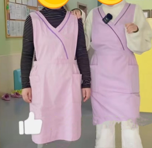 涤棉韩版手工防污时尚v领围裙