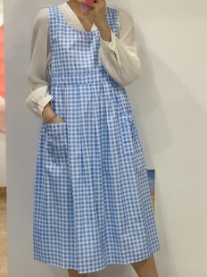 围裙大码 烘焙厨房罩衣美甲奶茶咖啡花艺围腰 story棉格韩式 Apron