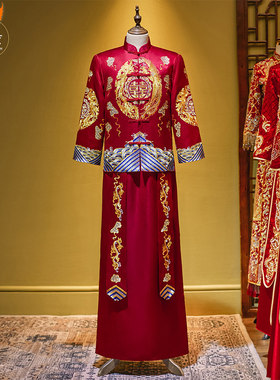 精选秀禾服新郎新款中式结婚礼服男款H龙凤褂古装唐装接亲服敬酒