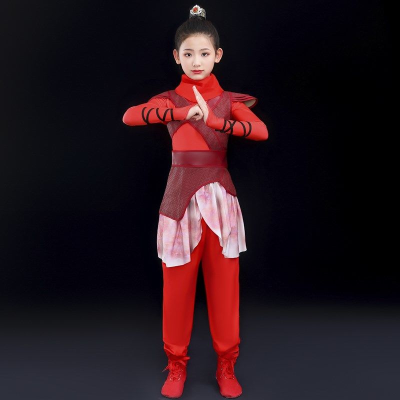 新选小荷风采再现花木兰儿t童演出服古装汉服女童士兵铠甲舞蹈表